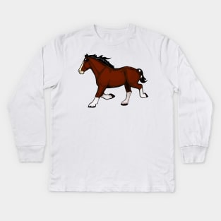 Trotting Horse Kids Long Sleeve T-Shirt